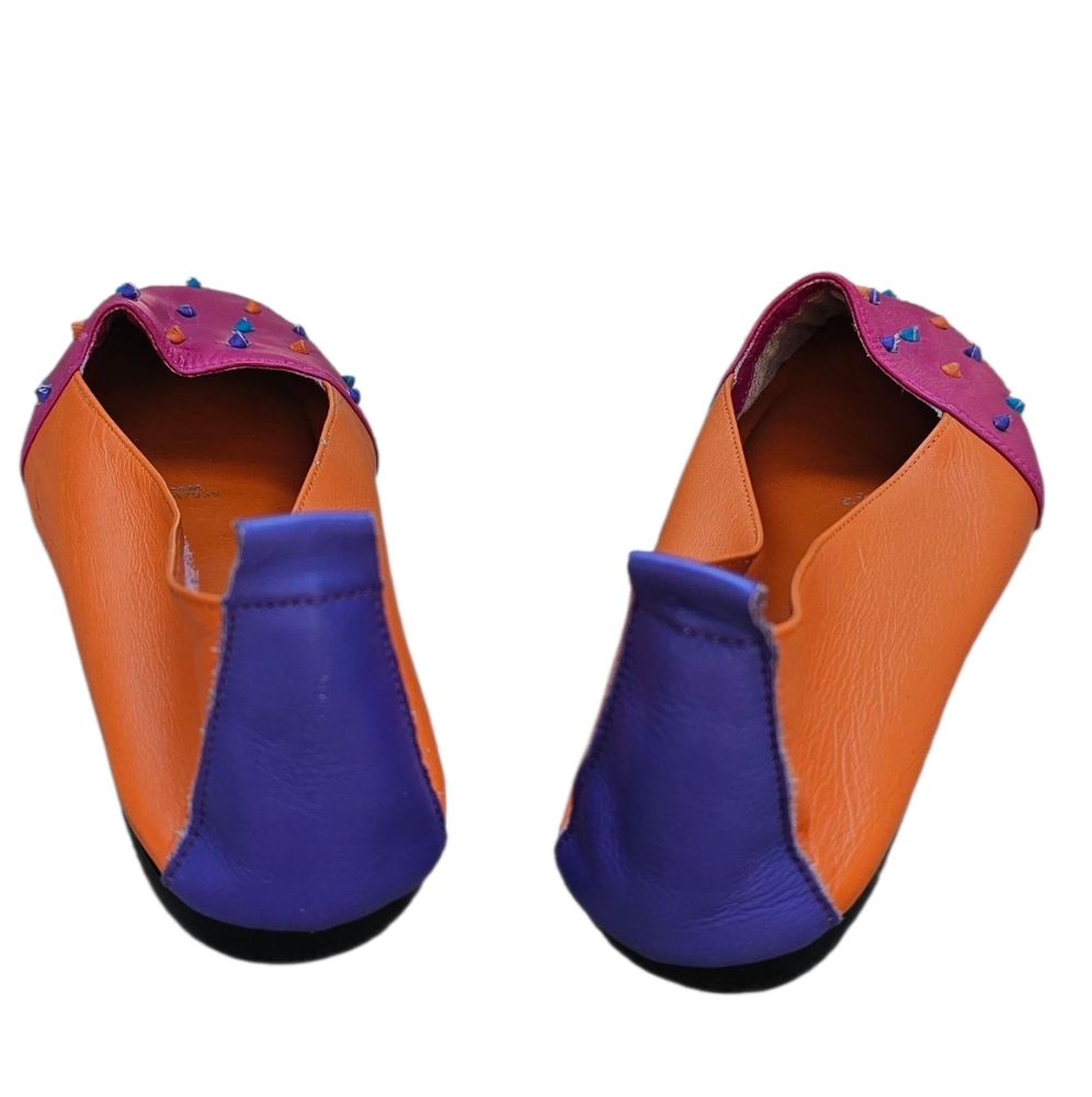 Frisco Bay Vintage Bright Colorful Studded Rock Bubble Gum Flats Genuine Leather - Picture 2 of 8